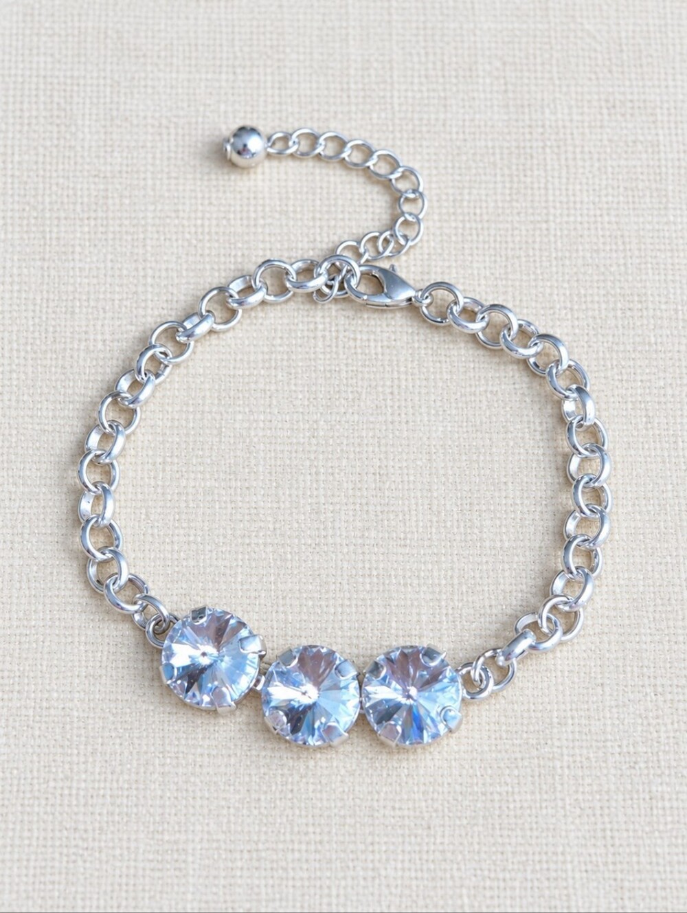 Handmade Silver Chain Bracelet with Clear Swarovski Crystals